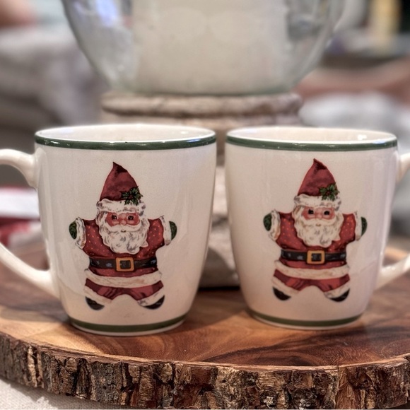 Set of 2 Traditions Holiday Celebrations by Christopher Radko Santa Cup/Mug - Picture 1 of 7